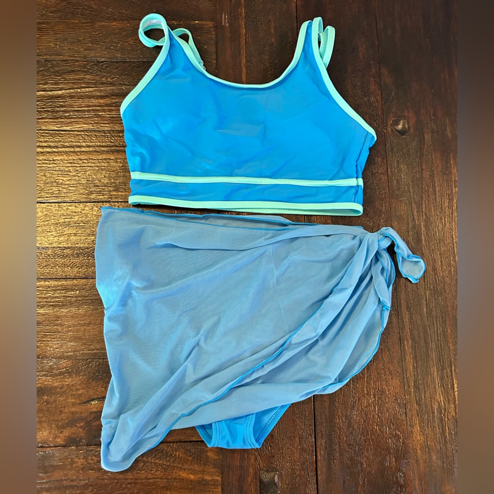 Kids Swim Set in Blue and Teal with Cover Up - Picture 8 of 10